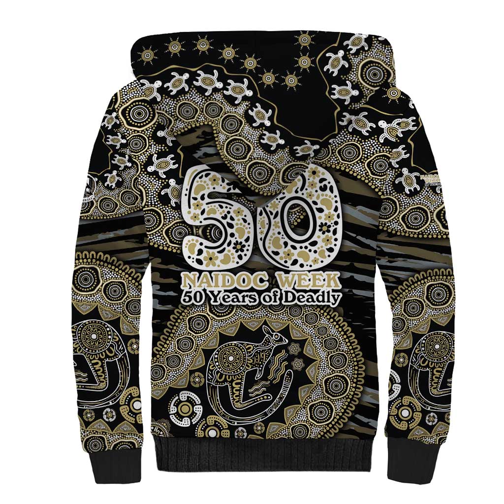 Collingwood Magpies NAIDOC Week 2026 Sherpa Hoodie Australian Aboriginal Dot Art Dreamtime Pattern Style