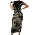 Collingwood Magpies NAIDOC Week 2026 Short Sleeve Bodycon Dress Australian Aboriginal Dot Art Dreamtime Pattern Style