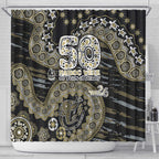 Collingwood Magpies NAIDOC Week 2026 Shower Curtain Australian Aboriginal Dot Art Dreamtime Pattern Style