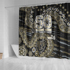 Collingwood Magpies NAIDOC Week 2026 Shower Curtain Australian Aboriginal Dot Art Dreamtime Pattern Style