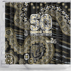 Collingwood Magpies NAIDOC Week 2026 Shower Curtain Australian Aboriginal Dot Art Dreamtime Pattern Style