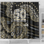 Collingwood Magpies NAIDOC Week 2026 Shower Curtain Australian Aboriginal Dot Art Dreamtime Pattern Style