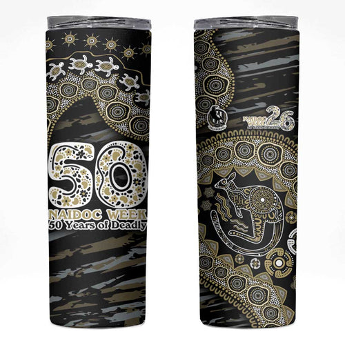 Collingwood Magpies NAIDOC Week 2026 Skinny Tumbler Australian Aboriginal Dot Art Dreamtime Pattern Style