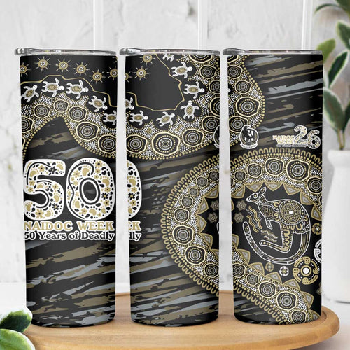Collingwood Magpies NAIDOC Week 2026 Skinny Tumbler Australian Aboriginal Dot Art Dreamtime Pattern Style