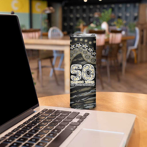 Collingwood Magpies NAIDOC Week 2026 Skinny Tumbler Australian Aboriginal Dot Art Dreamtime Pattern Style