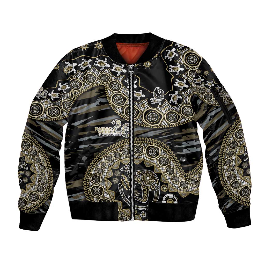 Collingwood Magpies NAIDOC Week 2026 Sleeve Zip Bomber Jacket Australian Aboriginal Dot Art Dreamtime Pattern Style