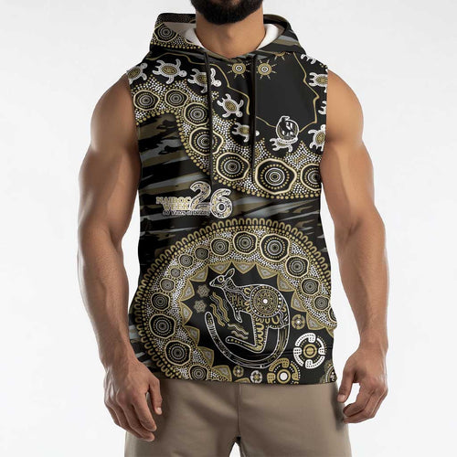 Collingwood Magpies NAIDOC Week 2026 Sleeveless Hoodie Australian Aboriginal Dot Art Dreamtime Pattern Style