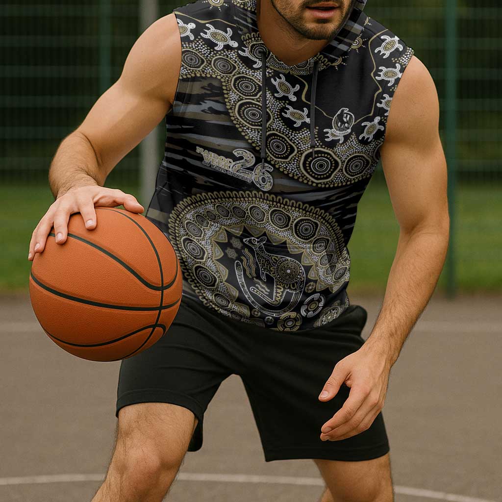 Collingwood Magpies NAIDOC Week 2026 Sleeveless Hoodie Australian Aboriginal Dot Art Dreamtime Pattern Style