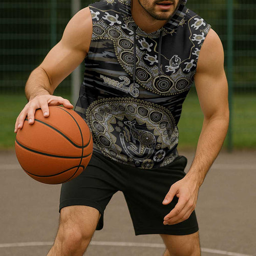 Collingwood Magpies NAIDOC Week 2026 Sleeveless Hoodie Australian Aboriginal Dot Art Dreamtime Pattern Style