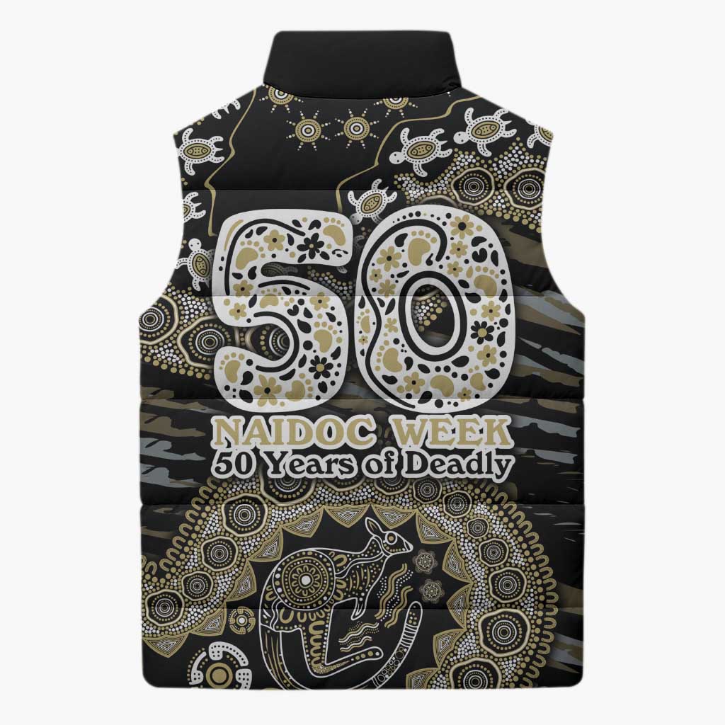 Collingwood Magpies NAIDOC Week 2026 Sleeveless Puffer Jacket Australian Aboriginal Dot Art Dreamtime Pattern Style