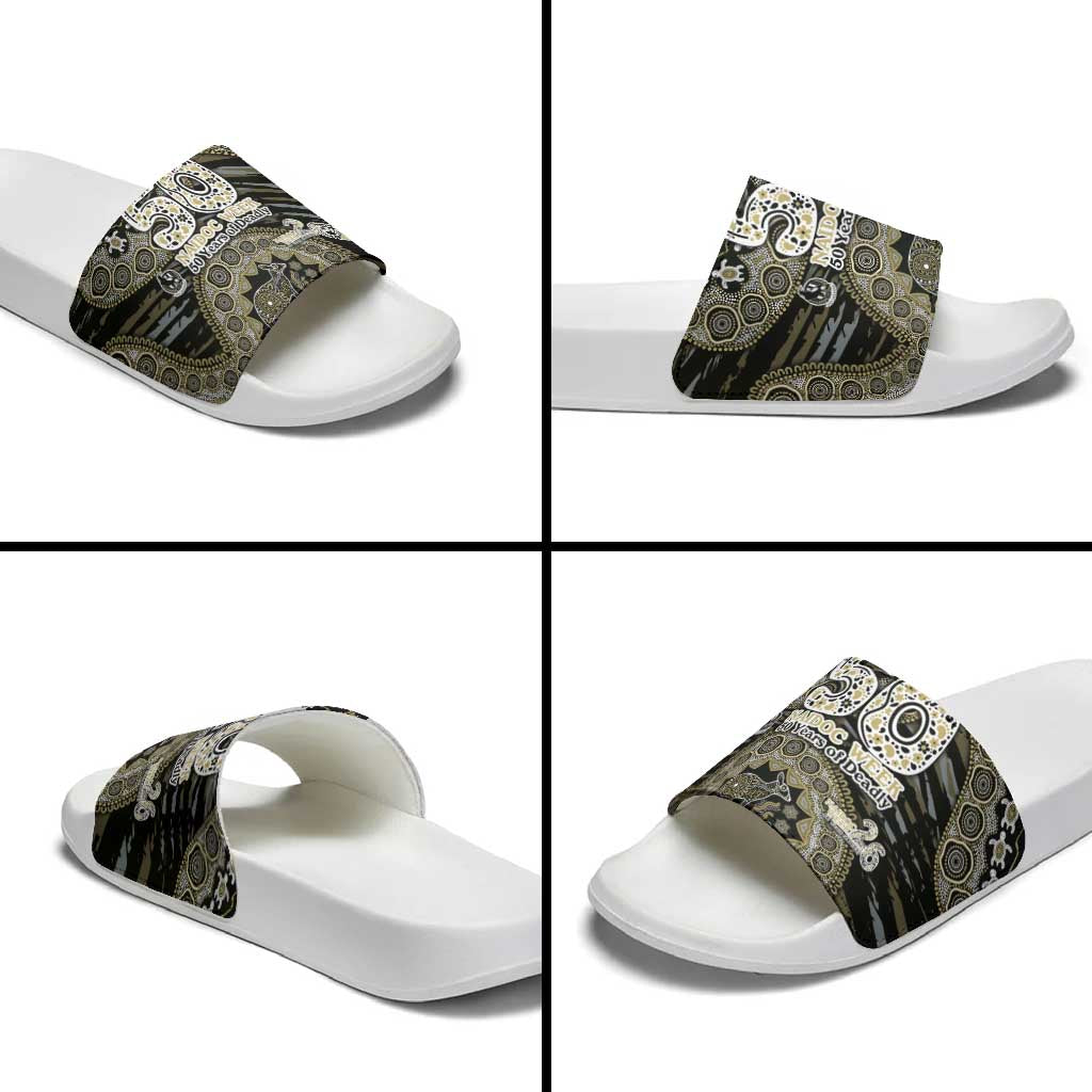 Collingwood Magpies NAIDOC Week 2026 Slide Sandals Australian Aboriginal Dot Art Dreamtime Pattern Style