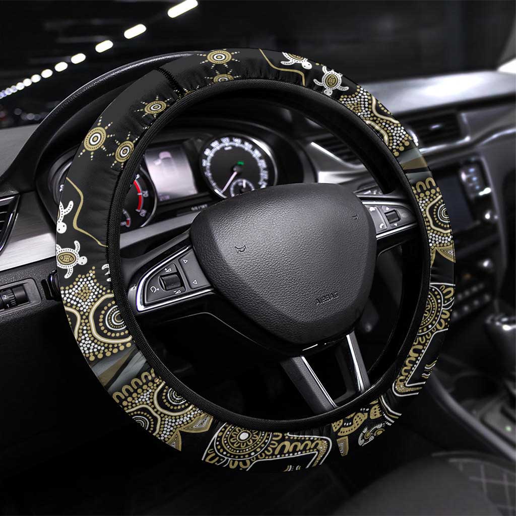 Collingwood Magpies NAIDOC Week 2026 Steering Wheel Cover Australian Aboriginal Dot Art Dreamtime Pattern Style