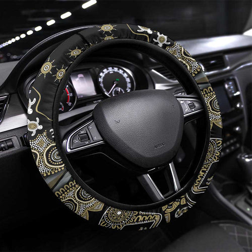Collingwood Magpies NAIDOC Week 2026 Steering Wheel Cover Australian Aboriginal Dot Art Dreamtime Pattern Style