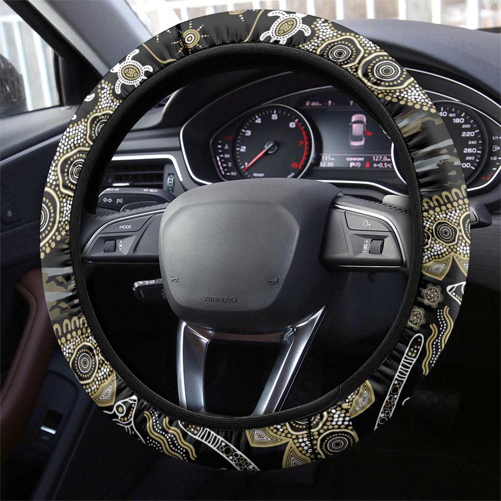 Collingwood Magpies NAIDOC Week 2026 Steering Wheel Cover Australian Aboriginal Dot Art Dreamtime Pattern Style