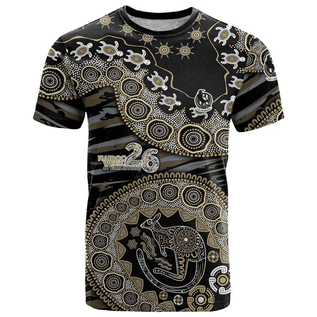 Collingwood Magpies NAIDOC Week 2026 T Shirt Australian Aboriginal Dot Art Dreamtime Pattern Style