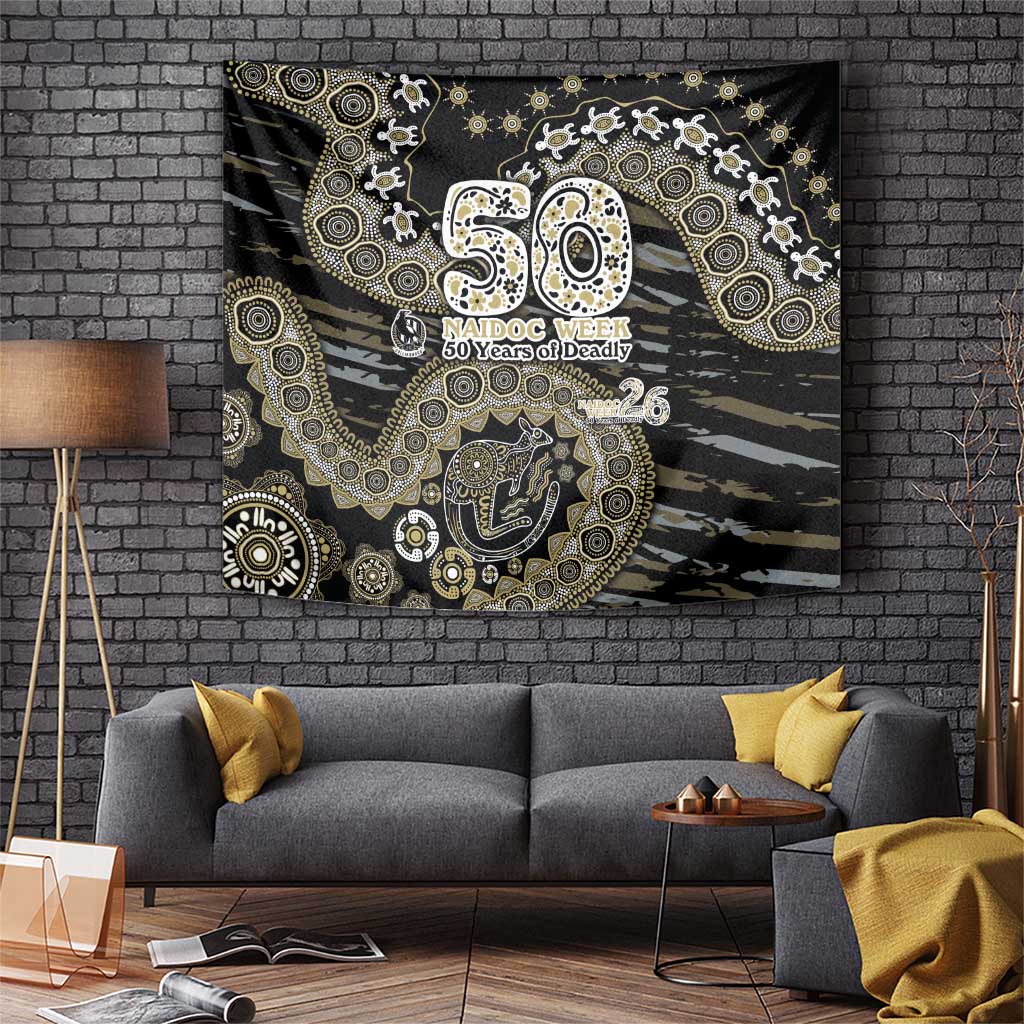 Collingwood Magpies NAIDOC Week 2026 Tapestry Australian Aboriginal Dot Art Dreamtime Pattern Style
