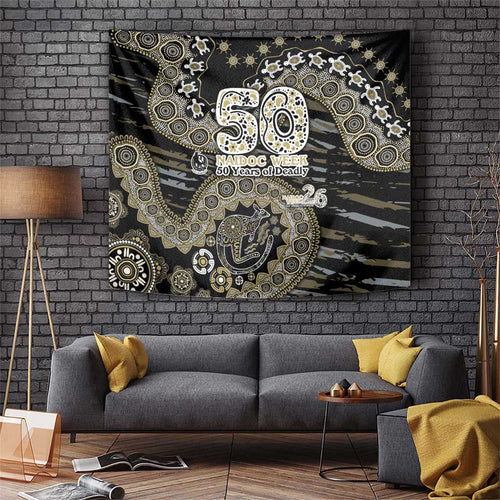 Collingwood Magpies NAIDOC Week 2026 Tapestry Australian Aboriginal Dot Art Dreamtime Pattern Style