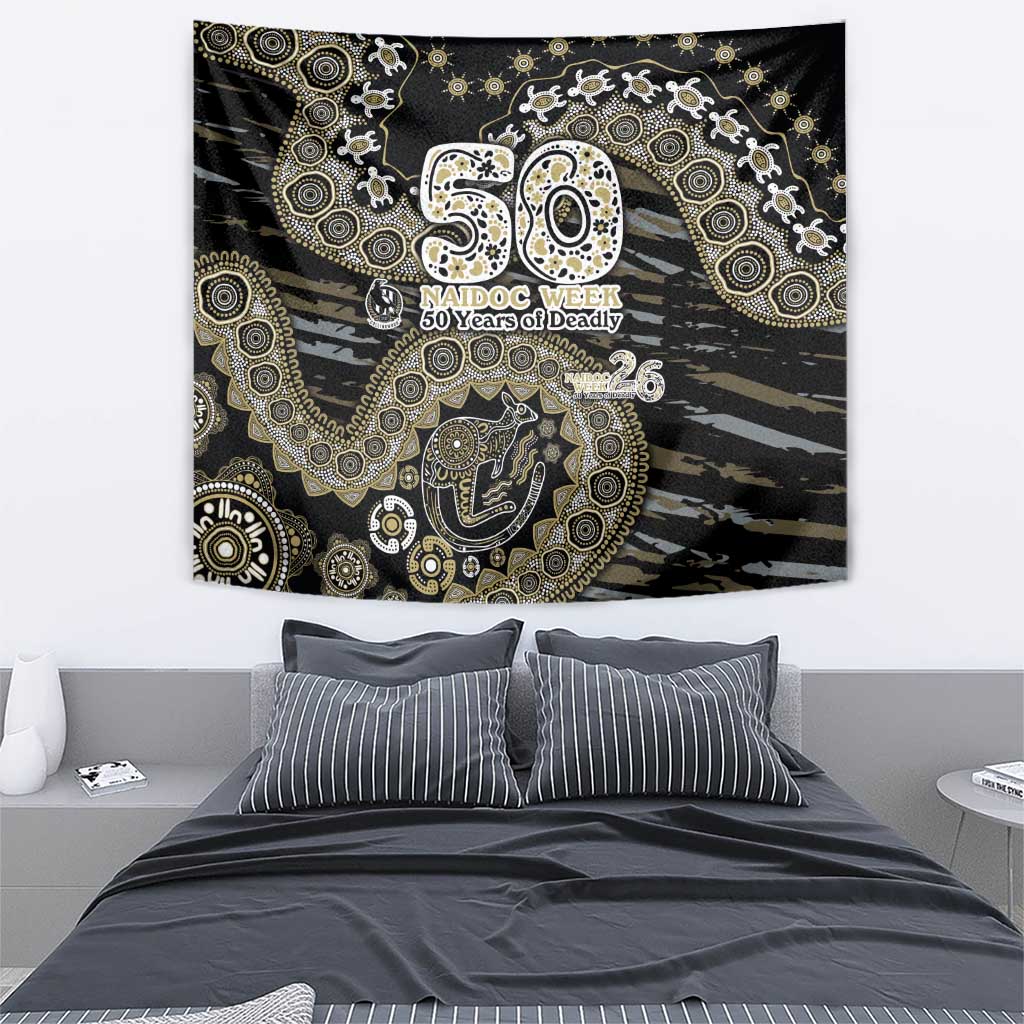 Collingwood Magpies NAIDOC Week 2026 Tapestry Australian Aboriginal Dot Art Dreamtime Pattern Style