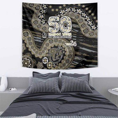 Collingwood Magpies NAIDOC Week 2026 Tapestry Australian Aboriginal Dot Art Dreamtime Pattern Style