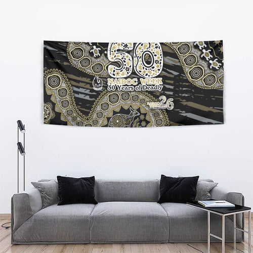 Collingwood Magpies NAIDOC Week 2026 Tapestry Australian Aboriginal Dot Art Dreamtime Pattern Style