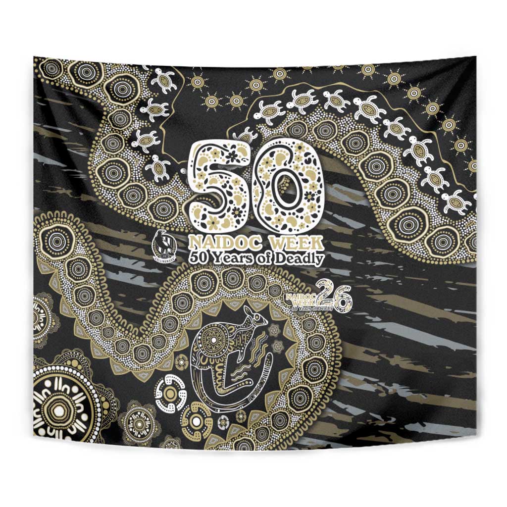 Collingwood Magpies NAIDOC Week 2026 Tapestry Australian Aboriginal Dot Art Dreamtime Pattern Style