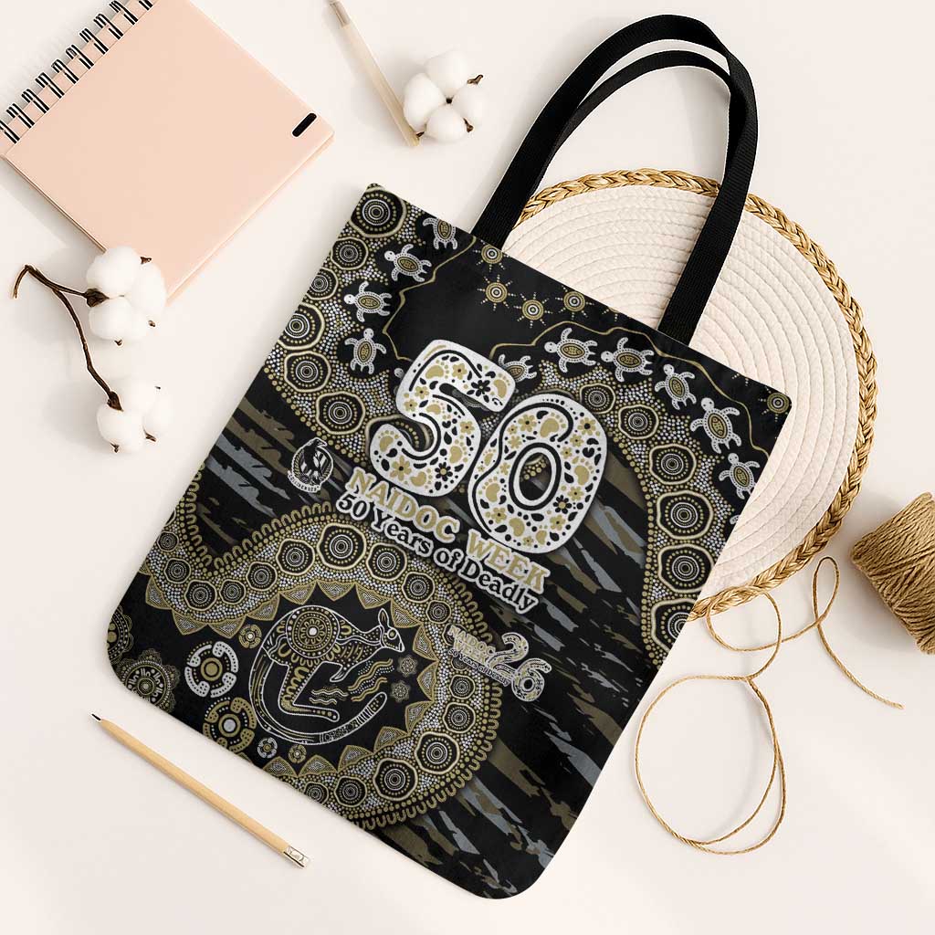 Collingwood Magpies NAIDOC Week 2026 Tote Bag Australian Aboriginal Dot Art Dreamtime Pattern Style