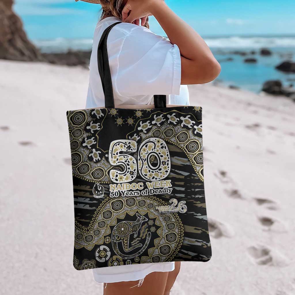Collingwood Magpies NAIDOC Week 2026 Tote Bag Australian Aboriginal Dot Art Dreamtime Pattern Style