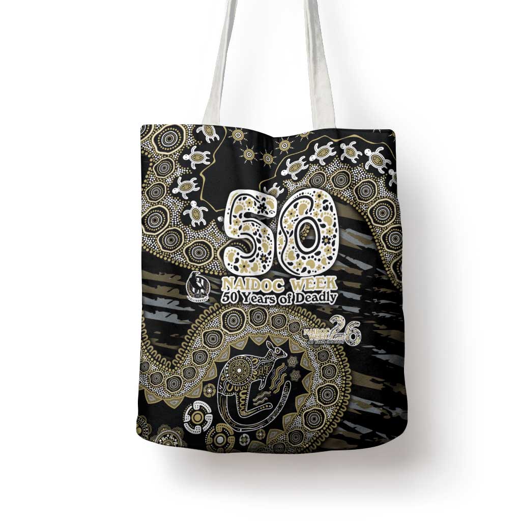 Collingwood Magpies NAIDOC Week 2026 Tote Bag Australian Aboriginal Dot Art Dreamtime Pattern Style