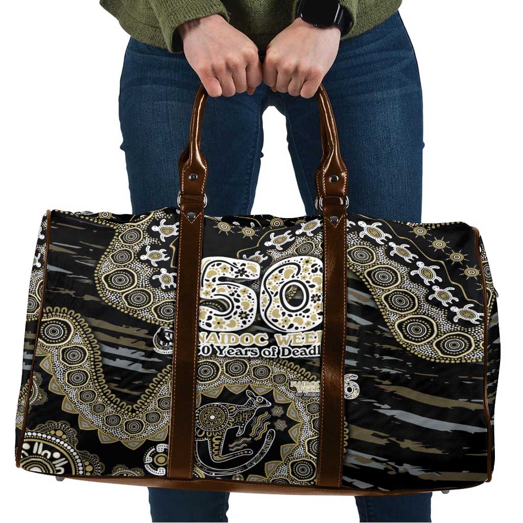 Collingwood Magpies NAIDOC Week 2026 Travel Bag Australian Aboriginal Dot Art Dreamtime Pattern Style