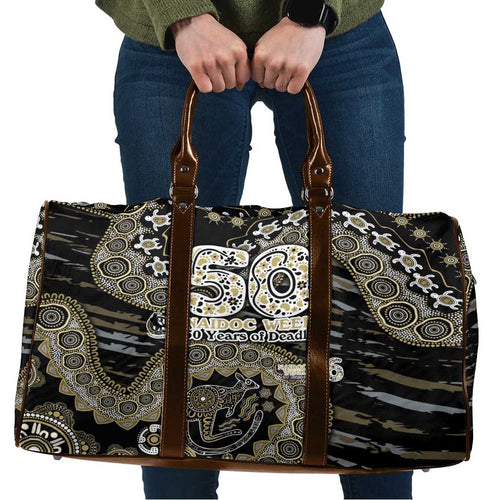 Collingwood Magpies NAIDOC Week 2026 Travel Bag Australian Aboriginal Dot Art Dreamtime Pattern Style