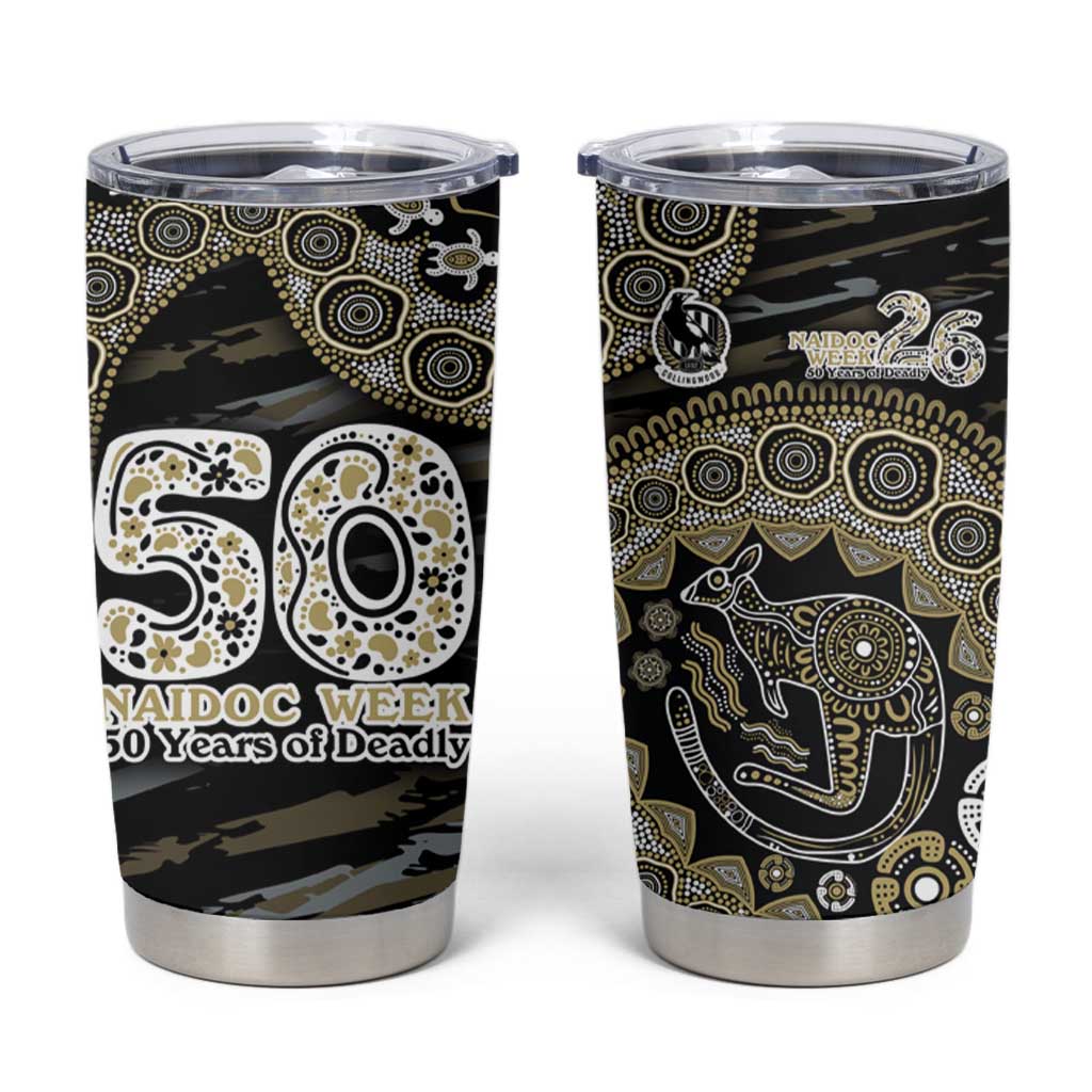 Collingwood Magpies NAIDOC Week 2026 Tumbler Cup Australian Aboriginal Dot Art Dreamtime Pattern Style