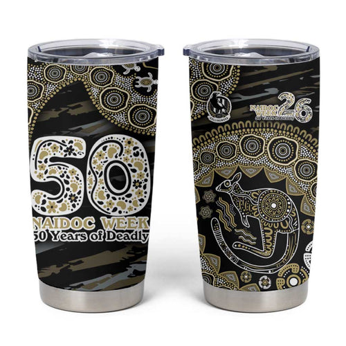 Collingwood Magpies NAIDOC Week 2026 Tumbler Cup Australian Aboriginal Dot Art Dreamtime Pattern Style