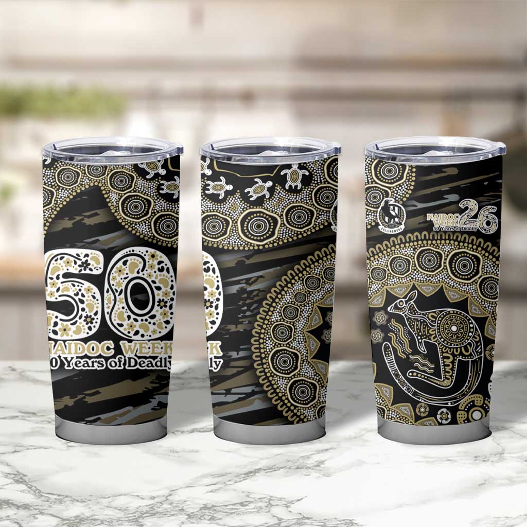Collingwood Magpies NAIDOC Week 2026 Tumbler Cup Australian Aboriginal Dot Art Dreamtime Pattern Style