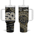Collingwood Magpies NAIDOC Week 2026 Tumbler With Handle Australian Aboriginal Dot Art Dreamtime Pattern Style