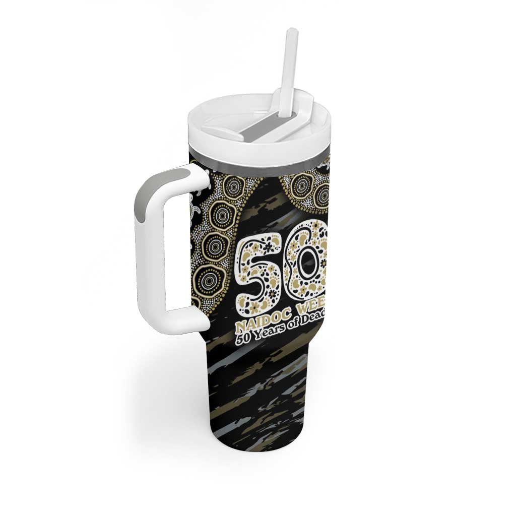 Collingwood Magpies NAIDOC Week 2026 Tumbler With Handle Australian Aboriginal Dot Art Dreamtime Pattern Style