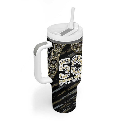 Collingwood Magpies NAIDOC Week 2026 Tumbler With Handle Australian Aboriginal Dot Art Dreamtime Pattern Style
