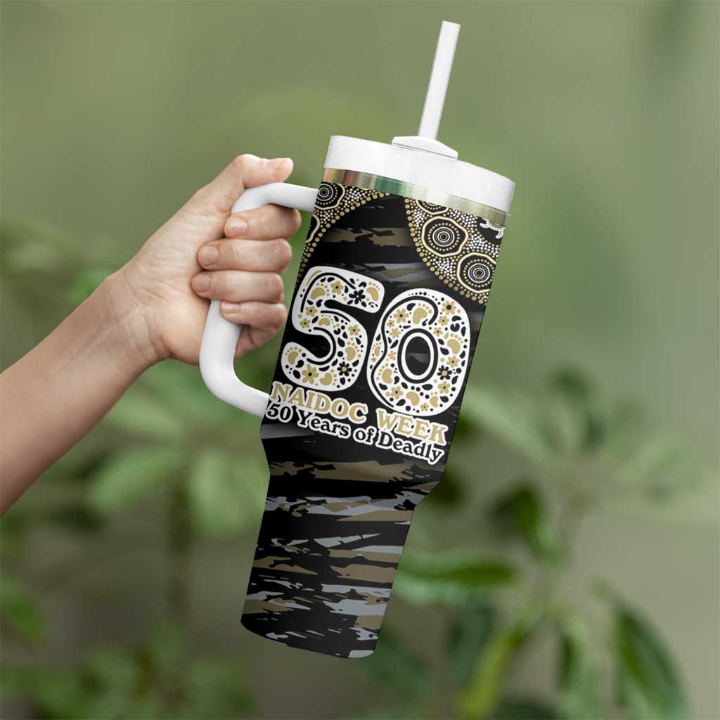 Collingwood Magpies NAIDOC Week 2026 Tumbler With Handle Australian Aboriginal Dot Art Dreamtime Pattern Style