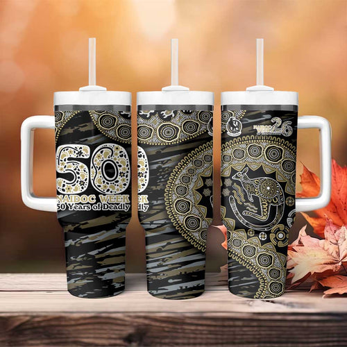 Collingwood Magpies NAIDOC Week 2026 Tumbler With Handle Australian Aboriginal Dot Art Dreamtime Pattern Style