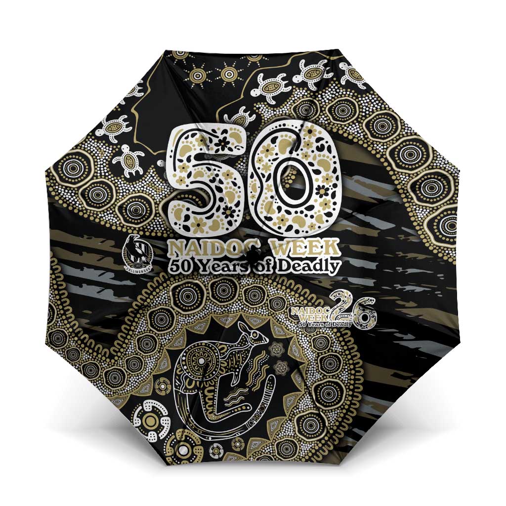 Collingwood Magpies NAIDOC Week 2026 Umbrella Australian Aboriginal Dot Art Dreamtime Pattern Style