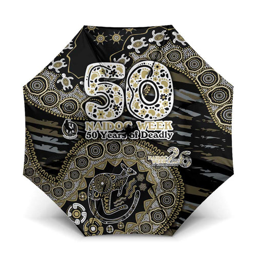 Collingwood Magpies NAIDOC Week 2026 Umbrella Australian Aboriginal Dot Art Dreamtime Pattern Style