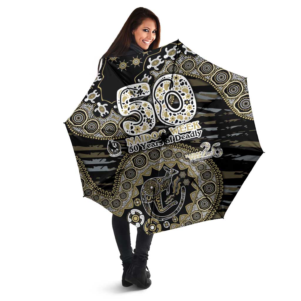 Collingwood Magpies NAIDOC Week 2026 Umbrella Australian Aboriginal Dot Art Dreamtime Pattern Style