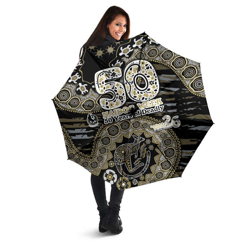 Collingwood Magpies NAIDOC Week 2026 Umbrella Australian Aboriginal Dot Art Dreamtime Pattern Style