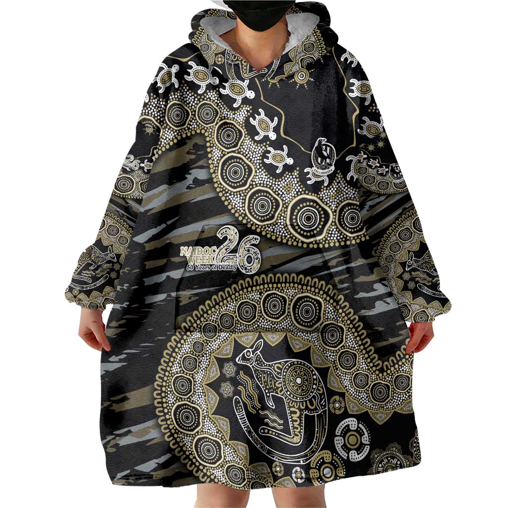 Collingwood Magpies NAIDOC Week 2026 Wearable Blanket Hoodie Australian Aboriginal Dot Art Dreamtime Pattern Style