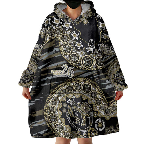 Collingwood Magpies NAIDOC Week 2026 Wearable Blanket Hoodie Australian Aboriginal Dot Art Dreamtime Pattern Style