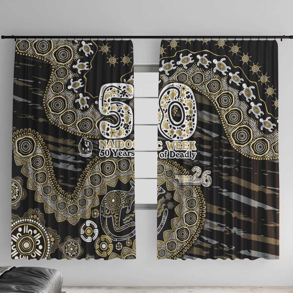 Collingwood Magpies NAIDOC Week 2026 Window Curtain Australian Aboriginal Dot Art Dreamtime Pattern Style