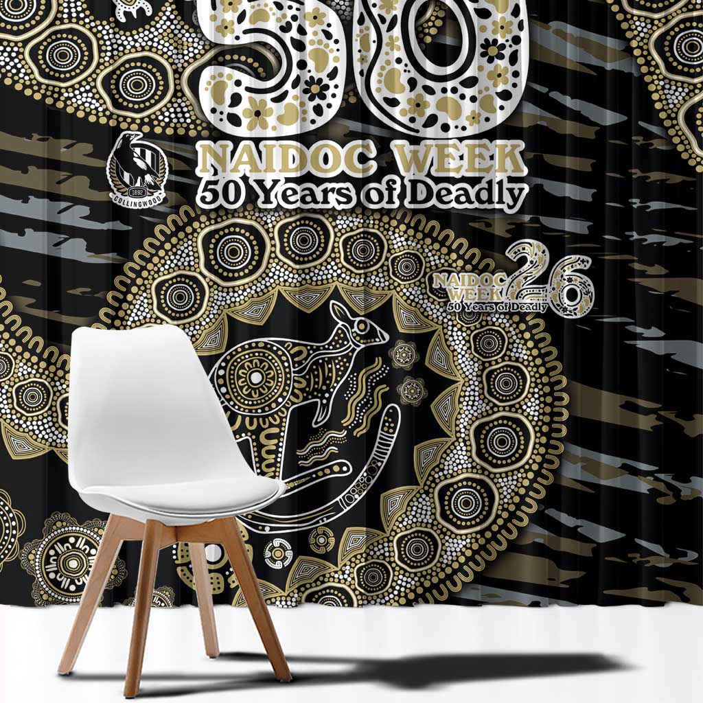 Collingwood Magpies NAIDOC Week 2026 Window Curtain Australian Aboriginal Dot Art Dreamtime Pattern Style