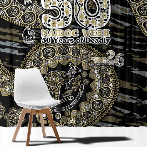 Collingwood Magpies NAIDOC Week 2026 Window Curtain Australian Aboriginal Dot Art Dreamtime Pattern Style