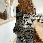 Collingwood Magpies NAIDOC Week 2026 Women Casual Shirt Australian Aboriginal Dot Art Dreamtime Pattern Style