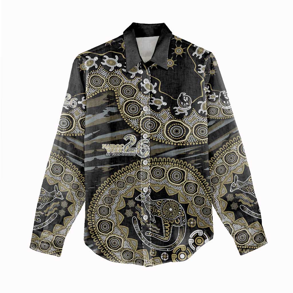 Collingwood Magpies NAIDOC Week 2026 Women Casual Shirt Australian Aboriginal Dot Art Dreamtime Pattern Style