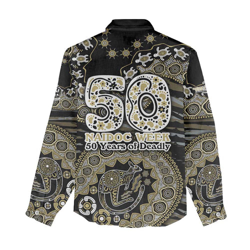 Collingwood Magpies NAIDOC Week 2026 Women Casual Shirt Australian Aboriginal Dot Art Dreamtime Pattern Style
